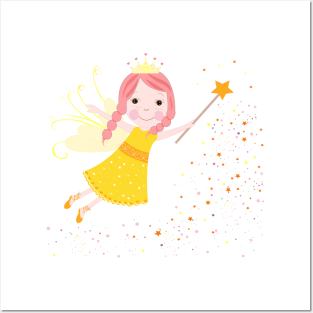 Cute fairytale yellow stars shining Posters and Art